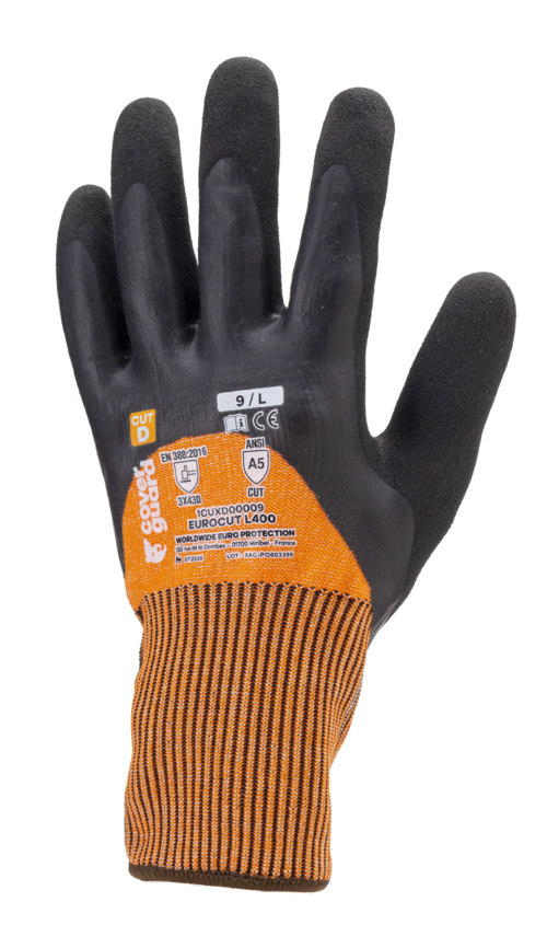 Gants EUROCUT L400 CUT D. HPPE J13 dble end. 3/4 latex