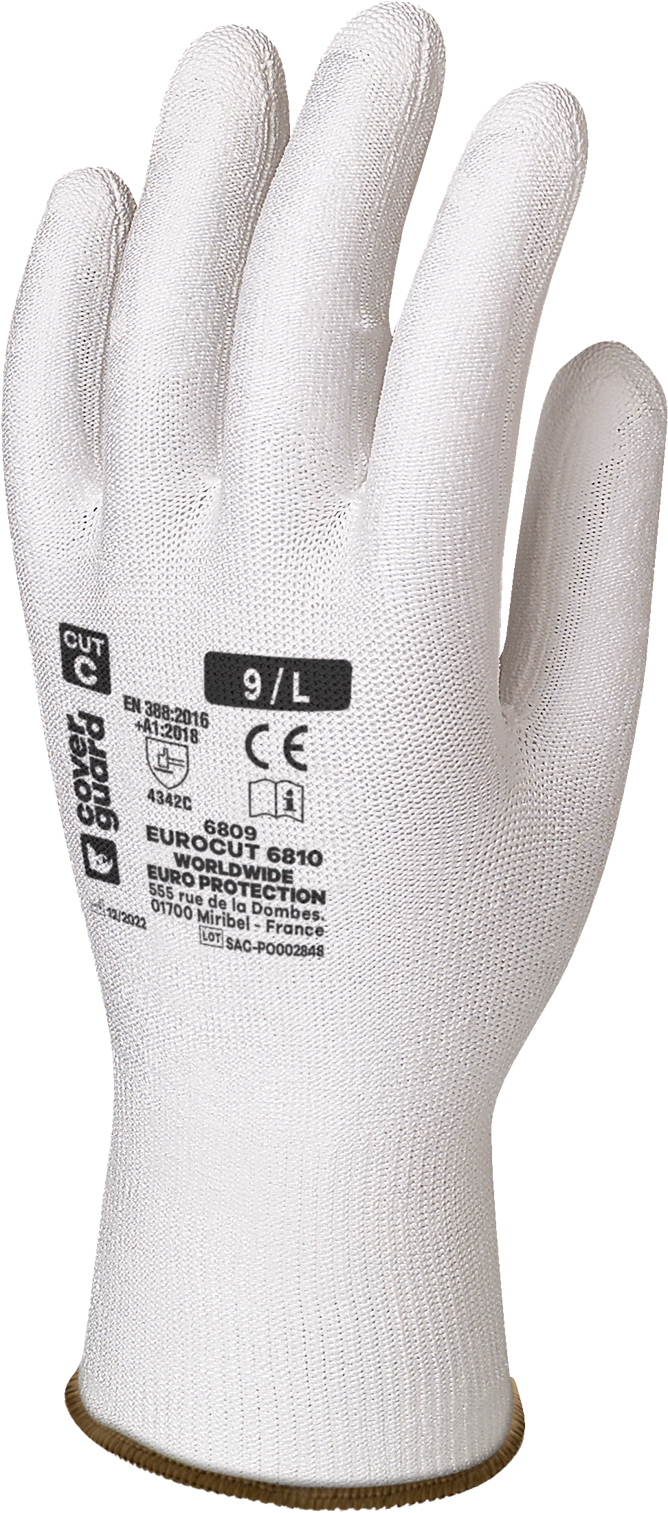 Gants EUROCUT 6810, HDPA blanc, enduction palmaire en PU Blanc