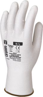 Gants EUROCUT 6810, HDPA blanc, enduction palmaire en PU Blanc