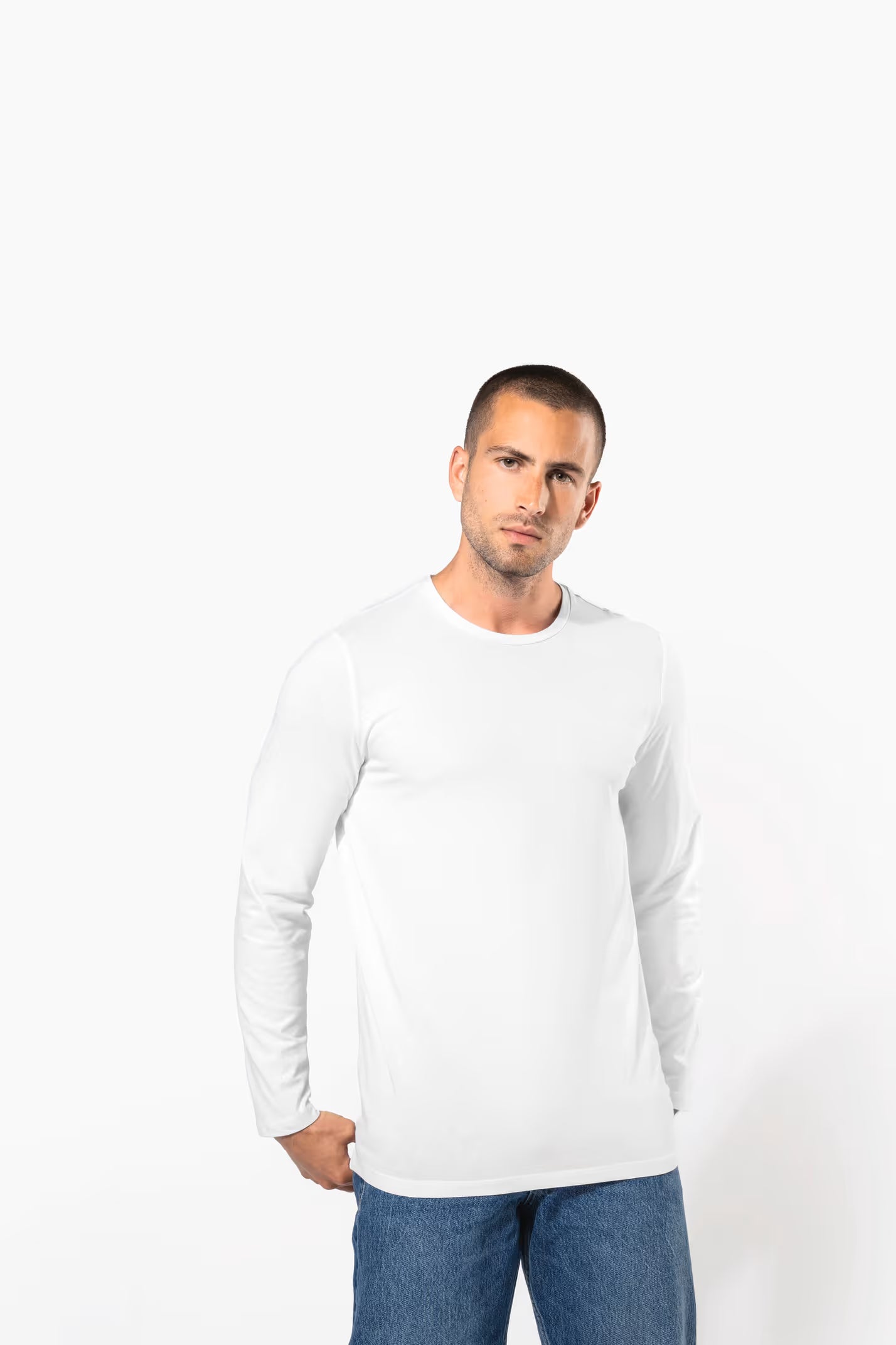 T-shirt col rond manches longues homme