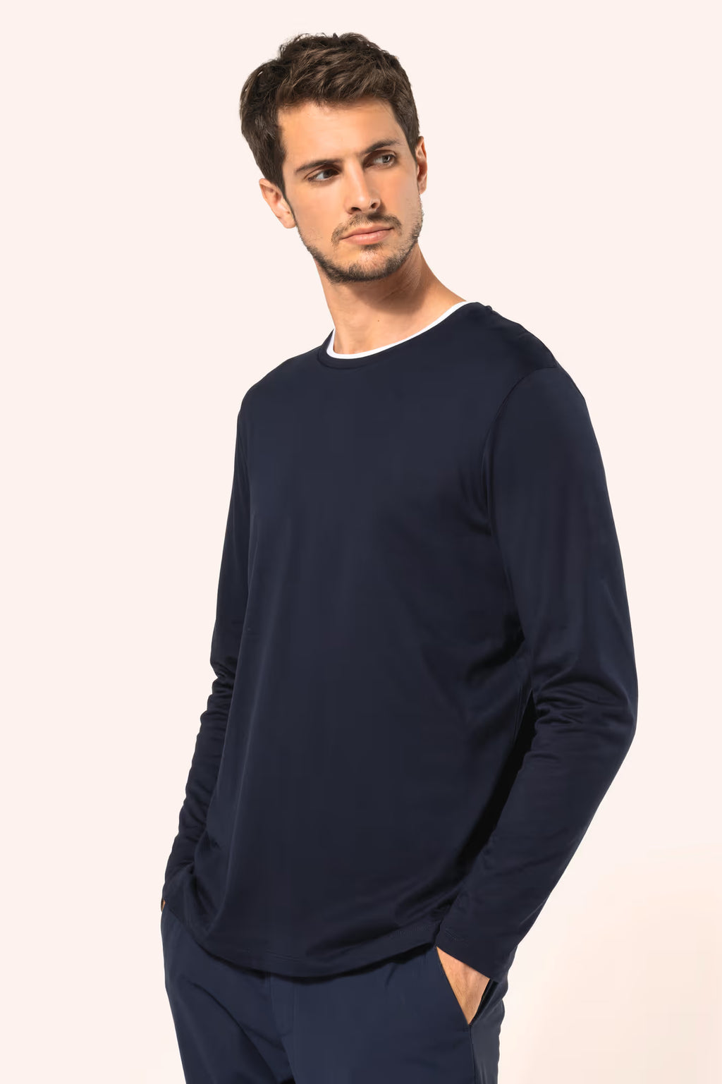 T-shirt Supima® col rond manches longues homme