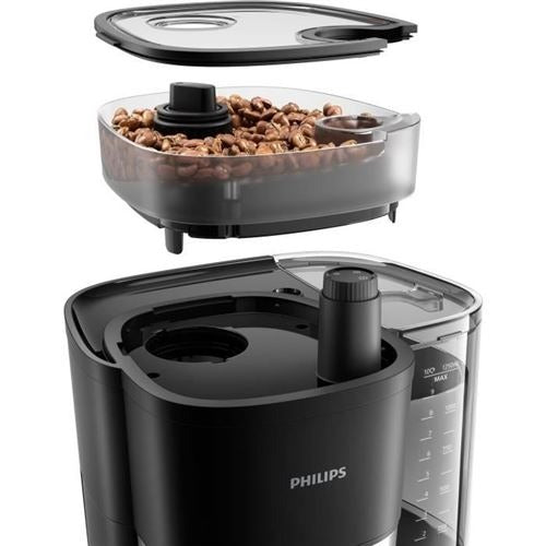 Cafetière Filtre Avec Broyeur Intégré - Philips - HD7888/01 -  10 Tasses - 1,25 L - Noir - Reconditionné – Très bon état