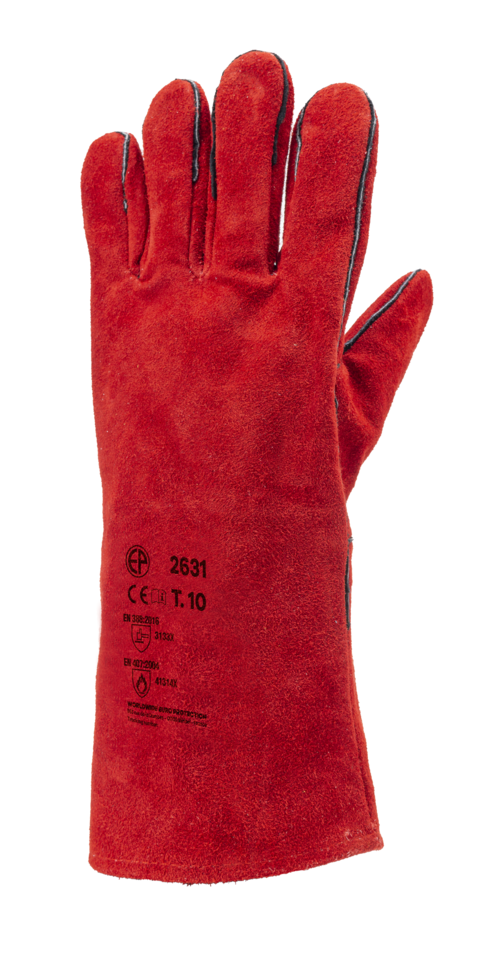Gants EUROWELD 2631 croûte vachette rouge doublé molleton